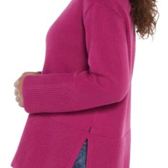 GAP Crew Neck Cotton Sweater Sz XL 16 Fuchsia Pink Shirt Knit Top Side Slits NWT - Picture 3 of 12